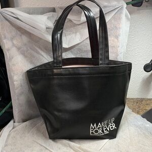 Makeup Forever  Professional Paris Black  Faux Leather  Mini Cosmetic Tote Bag